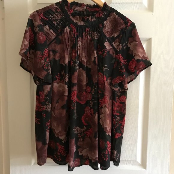 NWT Silky Earth Tone & Red Blouse Torrid Size 0 (12) - Picture 1 of 8